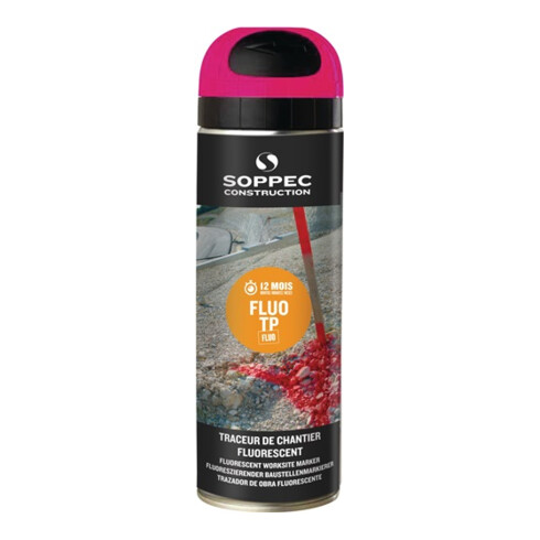 Soppec Markierungsspray FLUO TP 500 ml 9-12 Monate sichtbar für Baustellen pink