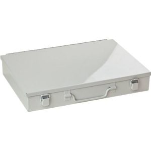 Sortimentskoffer ADB, leer, 6-fache lange Einteilung, abschließbar, mit Griff, B 330 x T 230 x H 50 mm, Stahl & ABS-Kunststoff, lichtgrau RAL 7035 Sortimentskoffer ADB, leer, 6-fache lange Einteilung, abschließbar, mit Griff, B 330 x T 230 x H 50 mm, Stahl & ABS-Kunststoff, lichtgrau RAL 7035