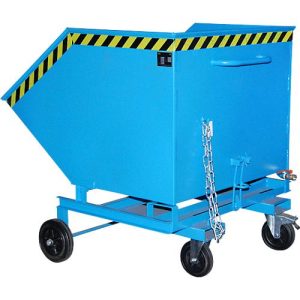 Späne-Kippbehälter Bauer SKW-ET 1000, Stahl, blau, B 1420 x T 1340 x H 1290 mm, 1000 l, bis 300 kg, Rollen, manuelles Kippen, mit Einfahrttaschen Späne-Kippbehälter Bauer SKW-ET 1000, Stahl, blau, B 1420 x T 1340 x H 1290 mm, 1000 l, bis 300 kg, Rollen, manuelles Kippen, mit Einfahrttaschen