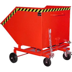 Späne-Kippbehälter Bauer SKW-ET 1000, Stahl, rot, B 1420 x T 1340 x H 1290 mm, 1000 l, bis 300 kg, Rollen, manuelles Kippen, mit Einfahrttaschen Späne-Kippbehälter Bauer SKW-ET 1000, Stahl, rot, B 1420 x T 1340 x H 1290 mm, 1000 l, bis 300 kg, Rollen, manuelles Kippen, mit Einfahrttaschen