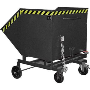 Späne-Kippbehälter Bauer SKW-ET 1000, Stahl, schwarz, B 1430 x T 1340 x H 1285 mm, 1000 l, bis 300 kg, Rollen, manuelles Kippen, mit Einfahrttaschen Späne-Kippbehälter Bauer SKW-ET 1000, Stahl, schwarz, B 1430 x T 1340 x H 1285 mm, 1000 l, bis 300 kg, Rollen, manuelles Kippen, mit Einfahrttaschen