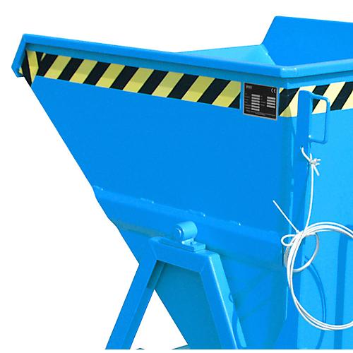 Späne-Kippmulde Bauer SKS 400, Stahl, blau, B 1220 x T 1050 x H 1115 mm, 400 l, bis 1000 kg, Rollen, Ablasshahn, Manuelle Kippvorrichtung