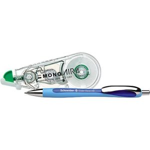 Sparset: Kugelschreiber Slider Rave, ergonomisch, blauschreibend, 5 Stück + Korrekturroller MONO air, für Links- & Rechtshänder, L 10 m x B 4,2 mm Sparset: Kugelschreiber Slider Rave, ergonomisch, blauschreibend, 5 Stück + Korrekturroller MONO air, für Links- & Rechtshänder, L 10 m x B 4,2 mm