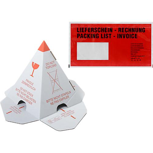 Sparset Palettenhütchen Grünmarie®, 3-D-Effekt, Warndruck, 100 Stück + Dokumententasche Debatin DEBAPAC® PCR Lieferschein/Rechnung, DIN lang, 240 Stück
