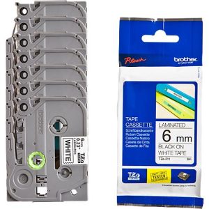Sparset Schriftbandkassetten Brother TZe-211, selbstklebend, L 8 m x B 6 mm, weiß/schwarz, 6 + 1 GRATIS Sparset Schriftbandkassetten Brother TZe-211, selbstklebend, L 8 m x B 6 mm, weiß/schwarz, 6 + 1 GRATIS