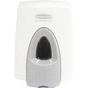 Spender für Toilettensitzreiniger Rubbermaid, kompatibel mit RVU9503, L 140 x B 128 x H 205 mm, weiß-grau Spender für Toilettensitzreiniger Rubbermaid, kompatibel mit RVU9503, L 140 x B 128 x H 205 mm, weiß-grau