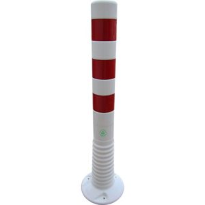Sperrpfosten Temka Flexipfosten, TPE, selbstaufrichtend, retroreflektierend, H 750 mm, weiß/rot Sperrpfosten Temka Flexipfosten, TPE, selbstaufrichtend, retroreflektierend, H 750 mm, weiß/rot