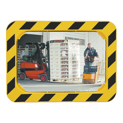 SPL Verkehrsspiegel H600xB800mm Ku.gelb/schwarz m.Halterung innen/außen