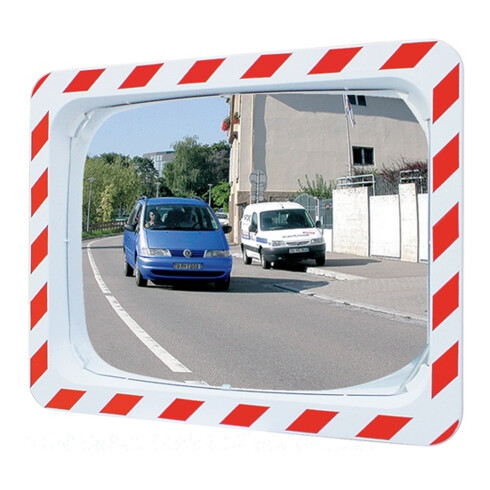 SPL Verkehrsspiegel H800xB1000mm Kunststoff,rot/weiß f.2 Richtungen 30m