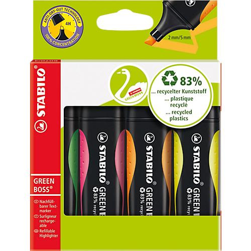 STABILO® GREEN BOSS, 4 Stück, farbsortiert