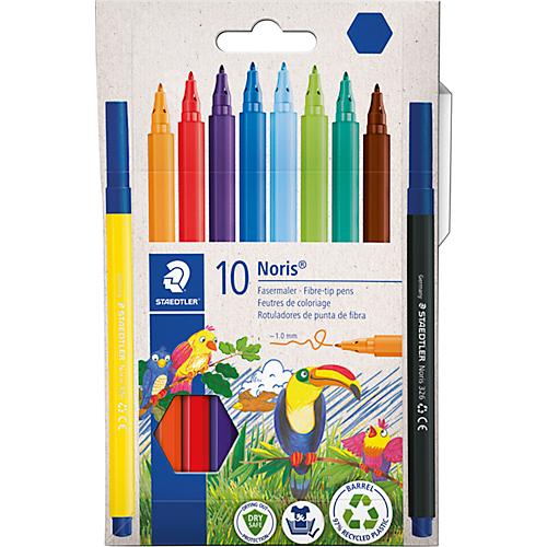 STAEDTLER Fasermaler NORIS, 1 mm Strichstärke, auswaschbar, DRY-SAFE-Technologie, farbsortiert, 10-er Set