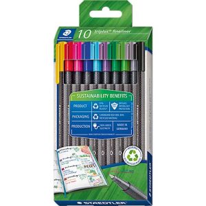 STAEDTLER triplus Fineliner 334, DRY SAFE, 0,3 mm, ergonomisch, auswaschbar, farbsortiert, 10-er Set STAEDTLER triplus Fineliner 334, DRY SAFE, 0,3 mm, ergonomisch, auswaschbar, farbsortiert, 10-er Set