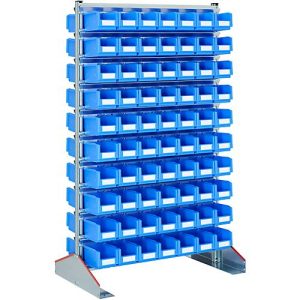 Ständerregal zweiseitig, B 1130 x T 700 x H 1885 mm, 140 x 3 l, blau Ständerregal zweiseitig, B 1130 x T 700 x H 1885 mm, 140 x 3 l, blau