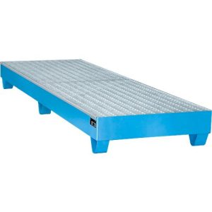 Stahl-Auffangwanne mit Gitterrost, 2400 x 800 mm, blau RAL 5012 Stahl-Auffangwanne mit Gitterrost, 2400 x 800 mm, blau RAL 5012