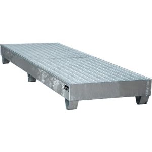 Stahl-Auffangwanne mit Gitterrost, 2400 x 800 mm, verzinkt Stahl-Auffangwanne mit Gitterrost, 2400 x 800 mm, verzinkt