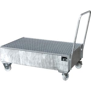 Stahl-Auffangwanne mit Rollen+Griff, 1200 x 800 mm, verzinkt Stahl-Auffangwanne mit Rollen+Griff, 1200 x 800 mm, verzinkt