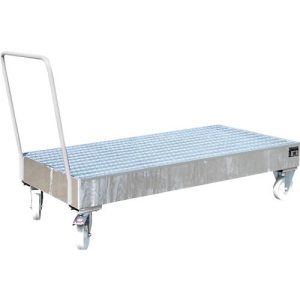 Stahl-Auffangwanne mit Rollen + Griff, 1800 x 800 mm, verzinkt Stahl-Auffangwanne mit Rollen + Griff, 1800 x 800 mm, verzinkt