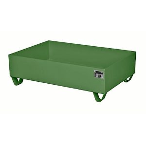Stahl-Auffangwanne ohne Gitterrost, 1200 x 800 mm, grün RAL 6011 Stahl-Auffangwanne ohne Gitterrost, 1200 x 800 mm, grün RAL 6011