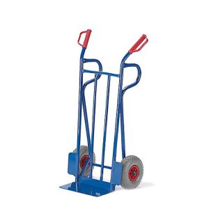 Stahlrohr-Sackkarre, bis 250 kg, luftgefüllte Räder, Sicherheitsgriffe, H 1250 x B 600 x T 450 mm, enzianblau RAL 5012 Stahlrohr-Sackkarre, bis 250 kg, luftgefüllte Räder, Sicherheitsgriffe, H 1250 x B 600 x T 450 mm, enzianblau RAL 5012