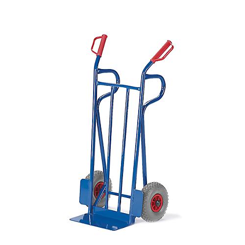 Stahlrohr-Sackkarre, bis 250 kg, luftgefüllte Räder, Sicherheitsgriffe, H 1250 x B 600 x T 450 mm, enzianblau RAL 5012