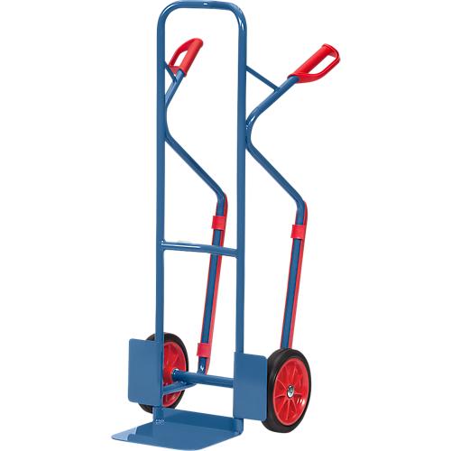 Stahlrohrkarre, bis 300 kg, H 1300 mm, Vollgummibereifung, blau