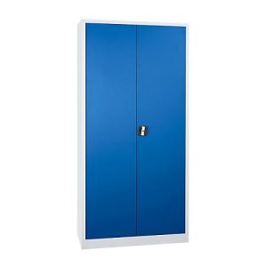 Stahlschrank, 4 Fachböden, 5 OH, H 1950 x B 920 x T 420 mm, lichtgrau/enzianblau Stahlschrank, 4 Fachböden, 5 OH, H 1950 x B 920 x T 420 mm, lichtgrau/enzianblau