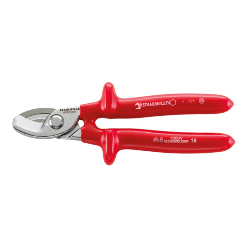 Stahlwille VDE-Kabelschere L.220mm Kopf verchromt Griffe tauchisoliert, DIN EN 60900, isol.1000V AC/1000 V