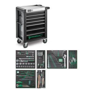 Stahlwille Werkzeugsortiment mit Werkstattwagen Nr.95/157QR Schubl.7 anthrazit, RAL 7016 157tlg Stahlwille Werkzeugsortiment mit Werkstattwagen Nr.95/157QR Schubl.7 anthrazit, RAL 7016 157tlg