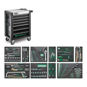Stahlwille Werkzeugsortiment mit Werkstattwagen Nr.95/250QR Schubl.7 anthrazit, RAL 7016 250tlg Stahlwille Werkzeugsortiment mit Werkstattwagen Nr.95/250QR Schubl.7 anthrazit, RAL 7016 250tlg