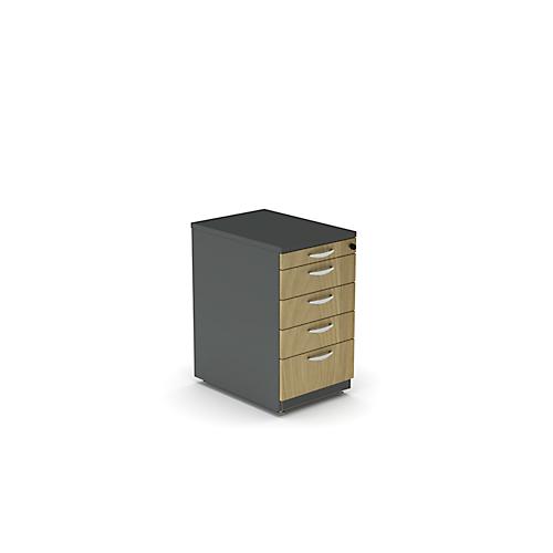 Standcontainer NEVADA, B 430 x T 600 x H 740 mm, dunkelgrau/Eiche