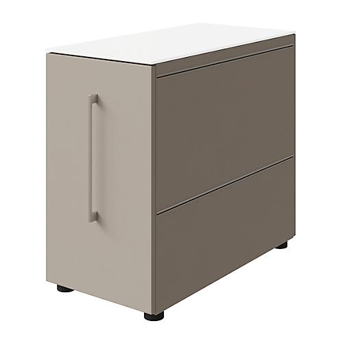 Standcontainer SOLUS PLAY, mit Utensilienauszug, Schublade, Ansatz rechts, Tiefe 400 mm, Stone grey