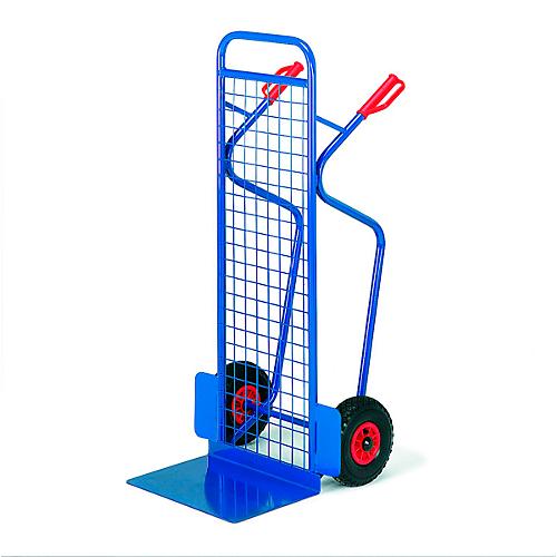 Stapelkarre groß mit Gitter-Rückwand, Tragkraft 250 kg, Vollgummi-Bereifung