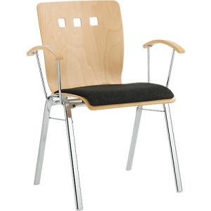Stapelstuhl 7450, Formsitz, Lordosenstütze, Designerbohrungen, mit Armlehnen, Bezugsstoff Kashmara, schwarz Stapelstuhl 7450, Formsitz, Lordosenstütze, Designerbohrungen, mit Armlehnen, Bezugsstoff Kashmara, schwarz