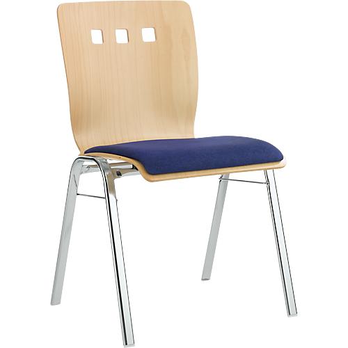 Stapelstuhl 7450, Formsitz, Lordosenstütze, Designerbohrungen, ohne Armlehnen, Bezugsstoff Kashmara, blau