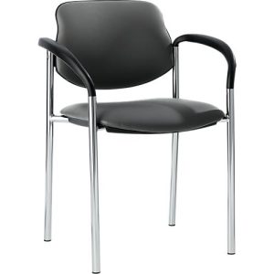 Stapelstuhl Styl, mit Armlehnen, Lederoptik, fangograu, stapelbar bis zu 6 Stück Stapelstuhl Styl, mit Armlehnen, Lederoptik, fangograu, stapelbar bis zu 6 Stück