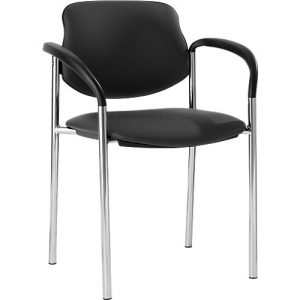 Stapelstuhl Styl, mit Armlehnen, Lederoptik, schwarz, stapelbar bis zu 6 Stück Stapelstuhl Styl, mit Armlehnen, Lederoptik, schwarz, stapelbar bis zu 6 Stück