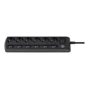 Steckdosenleiste einzeln schaltbar 6-fach 2m H05VV-F 3G1,5 schwarz Steckdosenleiste einzeln schaltbar 6-fach 2m H05VV-F 3G1,5 schwarz