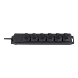 Steckdosenverteiler IP44 6-fach schwarz 2m H07RN-F 3G1,5 Steckdosenverteiler IP44 6-fach schwarz 2m H07RN-F 3G1,5
