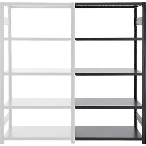 Steckregal ORDO Business, Anbauregal, modular, 5 Fachböden, Fachlast 140 kg, Feldlast 1200 kg, B 760 x T 435 x H 2000 mm, Stahl, schwarz