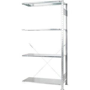 Steckregal Schulte green, Anbauregal, erweiterbar, 4 Fachböden, B 1000 x T 500 x H 2000 mm, Stahl, verzinkt Steckregal Schulte green, Anbauregal, erweiterbar, 4 Fachböden, B 1000 x T 500 x H 2000 mm, Stahl, verzinkt