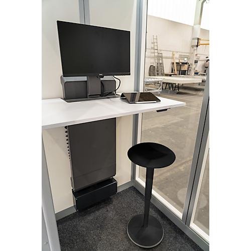 Stehhilfe Kleusberg für CoWoCube® 1 & 2, höhenverstellbar, ergonomisch, Polyamid-Bezug, rutschfestes Fußteil, schwarz