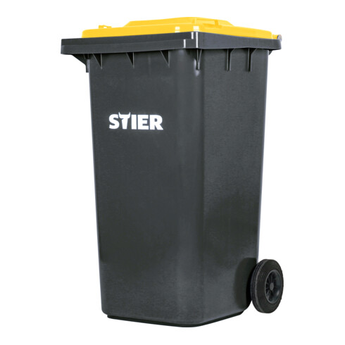 STIER 2-Rad-Müllgroßbehälter 240 l grau/gelb BxTxH 576x720x1067 mm