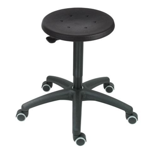 STIER Arbeitshocker mit Rollen Sitzhöhe 420-610 mm PU-Sitz