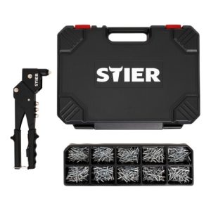 STIER Blindnieten-Satz Premium mit 360°-Handnietzange und Blindnieten 501-teilig STIER Blindnieten-Satz Premium mit 360°-Handnietzange und Blindnieten 501-teilig