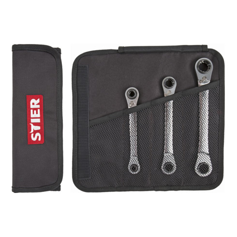 STIER Doppel-Ringratschenschlüssel-Satz 4-in-1, 8 - 19 mm, 3-teilig