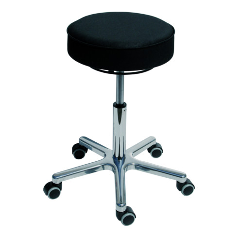 STIER Drehhocker mit Rollen Sitzhöhe 540-720mm Kunstleder gepolstert Schwarz