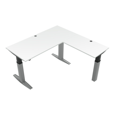 STIER Elektrisch höhenverstellbarer Eck-Schreibtisch 501-23 180x180cm Weiß mel. 68-120cm