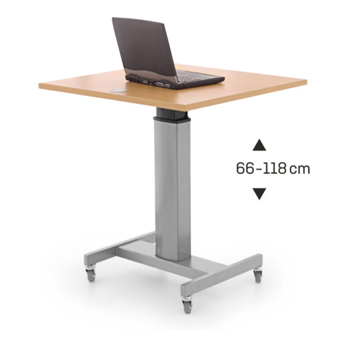 STIER Elektrisch höhenverstellbarer Steh-Tisch 80x60cm, Buche mel., 68-120cm