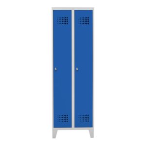 STIER Garderobenspind Premium mit Füßen 2 Abteile Drehriegel lichtgrau/enzianblau STIER Garderobenspind Premium mit Füßen 2 Abteile Drehriegel lichtgrau/enzianblau