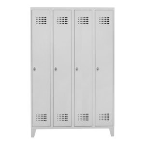 STIER Garderobenspind Premium mit Füßen 4 Abteile Drehriegel lichtgrau STIER Garderobenspind Premium mit Füßen 4 Abteile Drehriegel lichtgrau